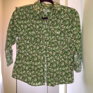 Green flower print button up.